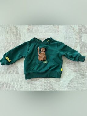 Mon coeur Kids Green dog Crewneck Sweatshirt